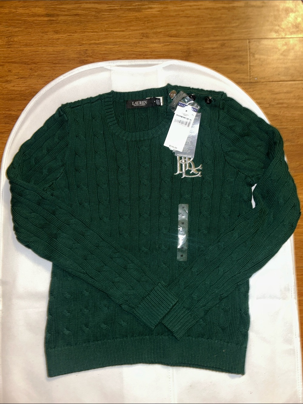 Luaren Ralph Lauren Button-Trim Cable-Knit Cotton Sweater